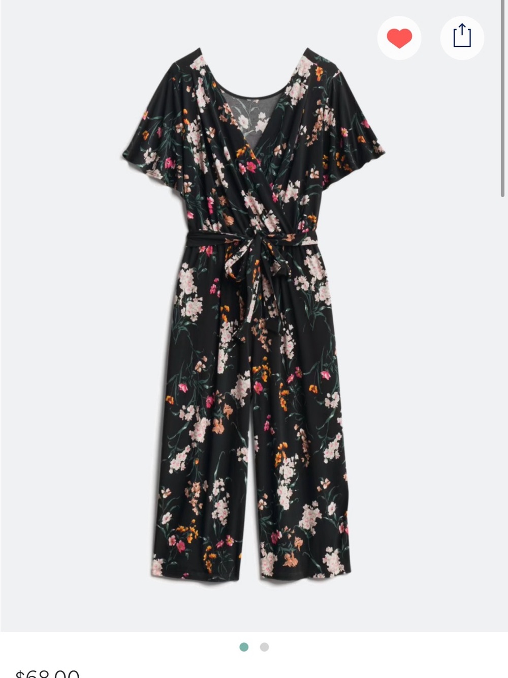 Black Floral Wrap Jumpsuit with Tie Waist